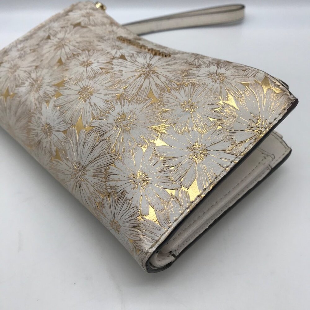 Michael Kors Gold Floral Embossed Leather Karla Wristlet - Picture 7 of 12